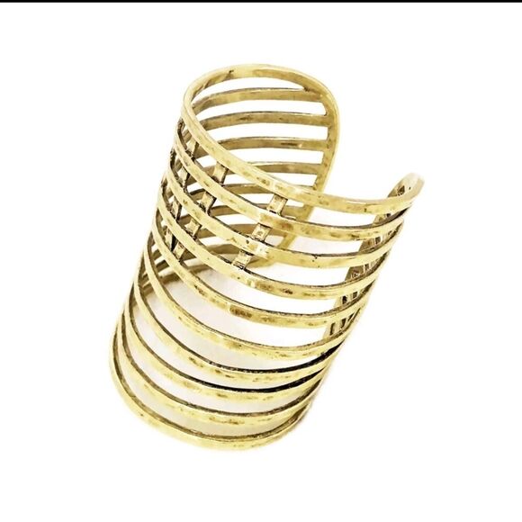 Lucky Brand Gold Tone Openwork Cuff Bracelet - Picture 2 of 4